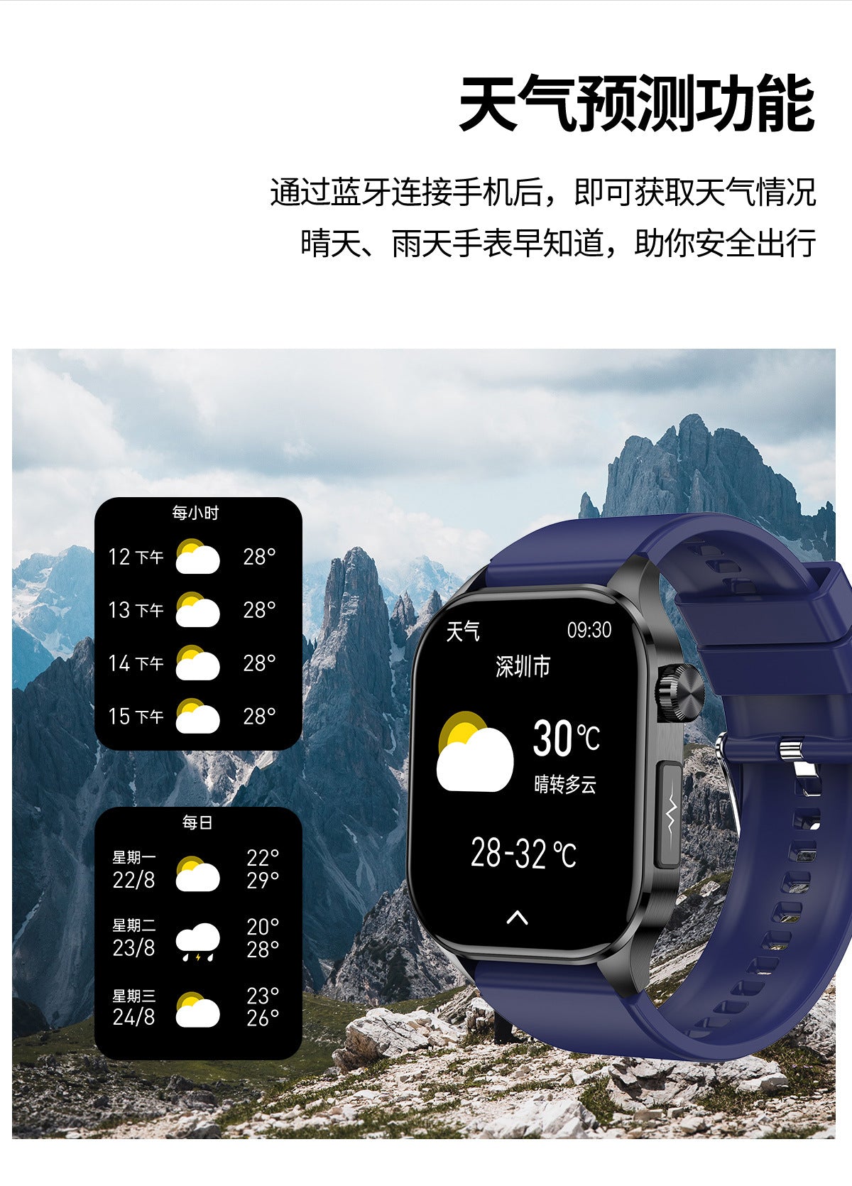 et580Smart Watch HD Screen ECG Electrocardiogram SOS Blood Pressure Smart Watch Health Smart Watch