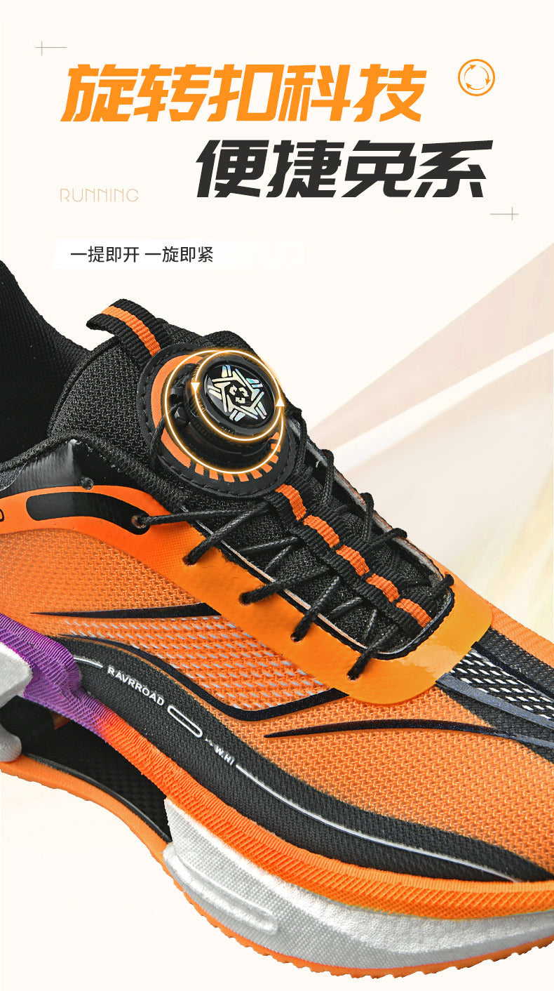 2025New Hollow Popcorn Carbon Plate Soft Sole Running Shoes for Men Training Combat High Elastic Shock Absorption Breathable Sports Shoes