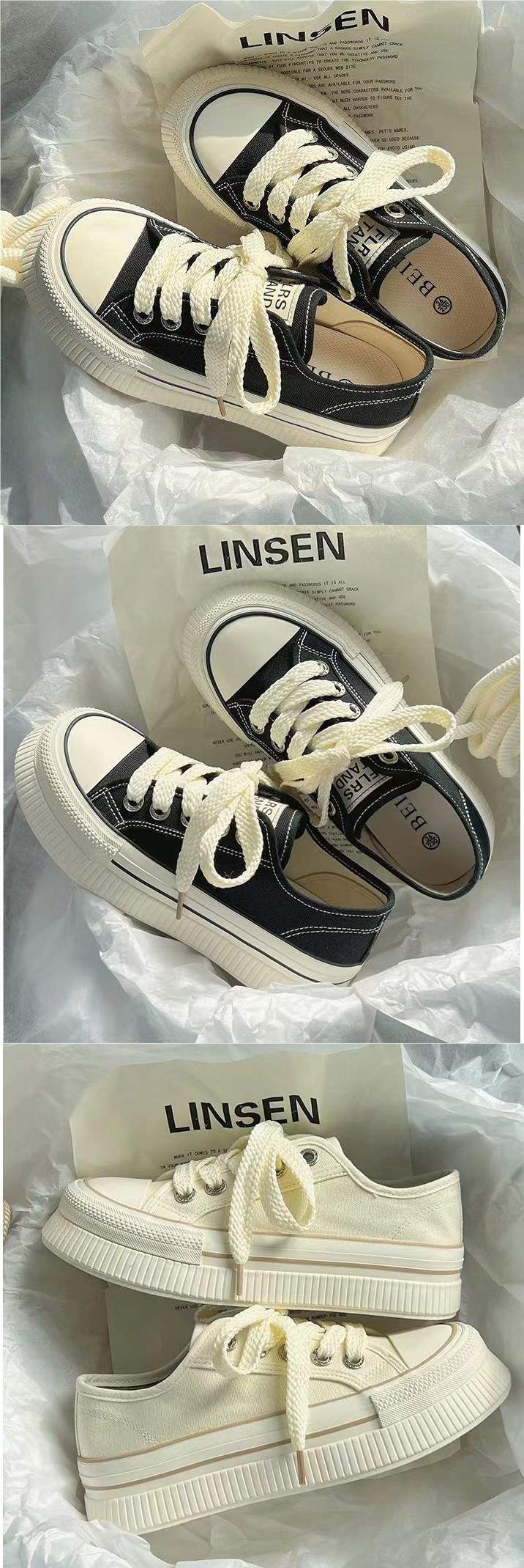 Milk fufu Women's Platform Canvas Shoes2025Spring and Autumn Niche Design Canvas Shoes Korean Style Versatile White Sneakers