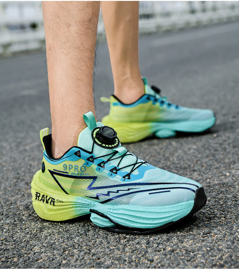 2025Autumn Winter Casual Fashion Double Mesh Knob Buckle Sneakers Super High Elastic Soft Sole Carbon Plate Anti-Slip Running Shoes