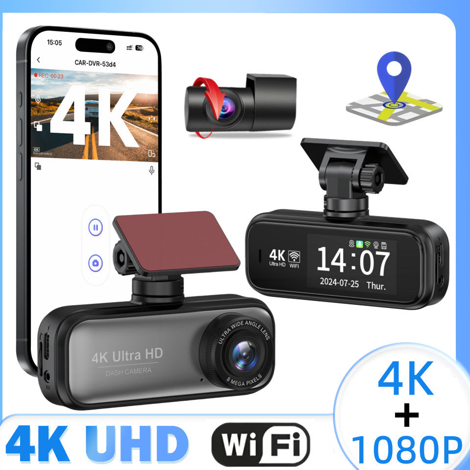 V26C4K Dual-lens Dash Cam HD Ultra Wide Angle Night Vision WiFi Front and Rear Double Recording GPS Car