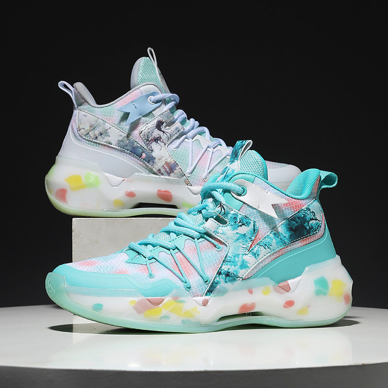 2025New National Era Men's Shoes Fashion Sports Shoes Youth High Elasticity Cushioning Anti-Slip Wear-Resistant Trendy Basketball Shoes