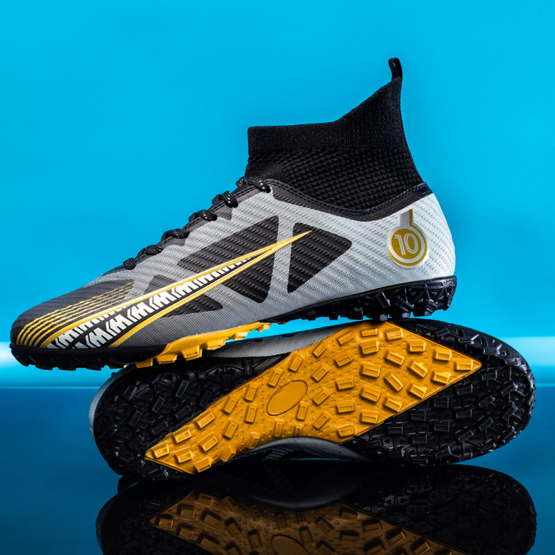 World Cup Football Shoes Men's High Top Long Spike Lawn Broken Spike Youth Student Competition Training Shoes