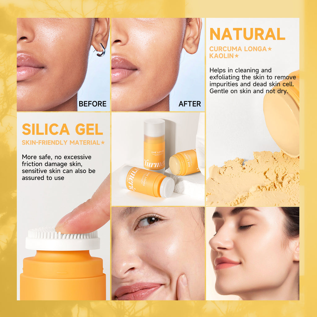 Exclusive Supply sheloves Turmeric Solid Mask Deep Cleansing Brightening Skin Color Oily Skin Smear Mud Mask Stick