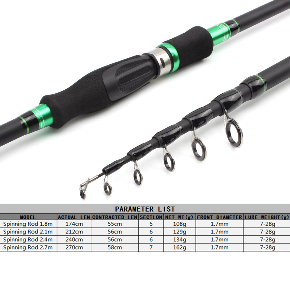 One-piece Straight Handle Telescopic Lure Rod Ultra-short Ultra-light Bass Rod Carbon Fiber Vibration Lure Rod lure