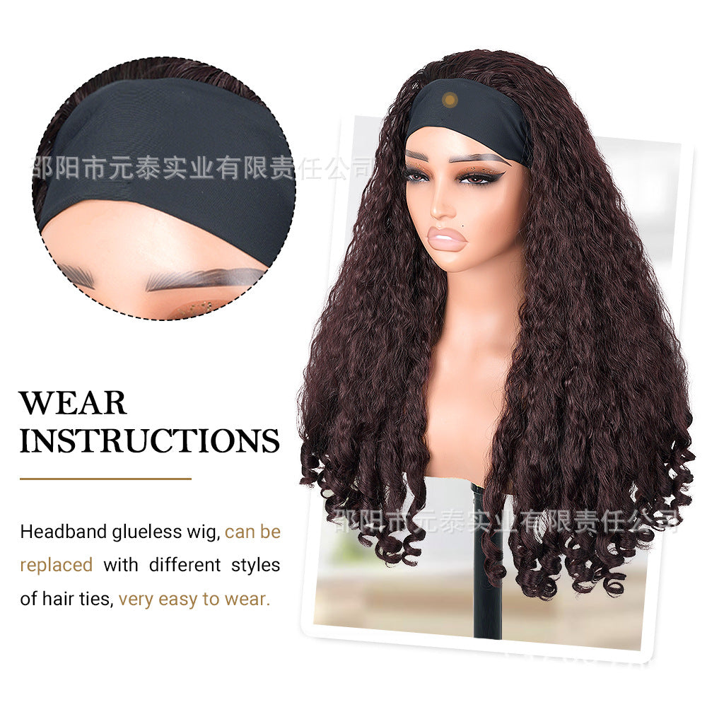 Africa YAKI Curly End Curly Hair Synthetic Wig V The top of the model is hollowed out