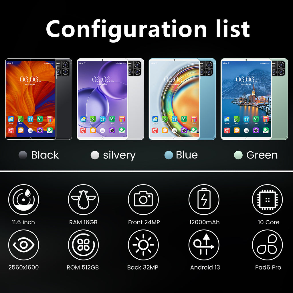 Globally Exclusive Smart Tablet Pad6 16+512G Large Memory Tablet Source Factory Exclusive Supply