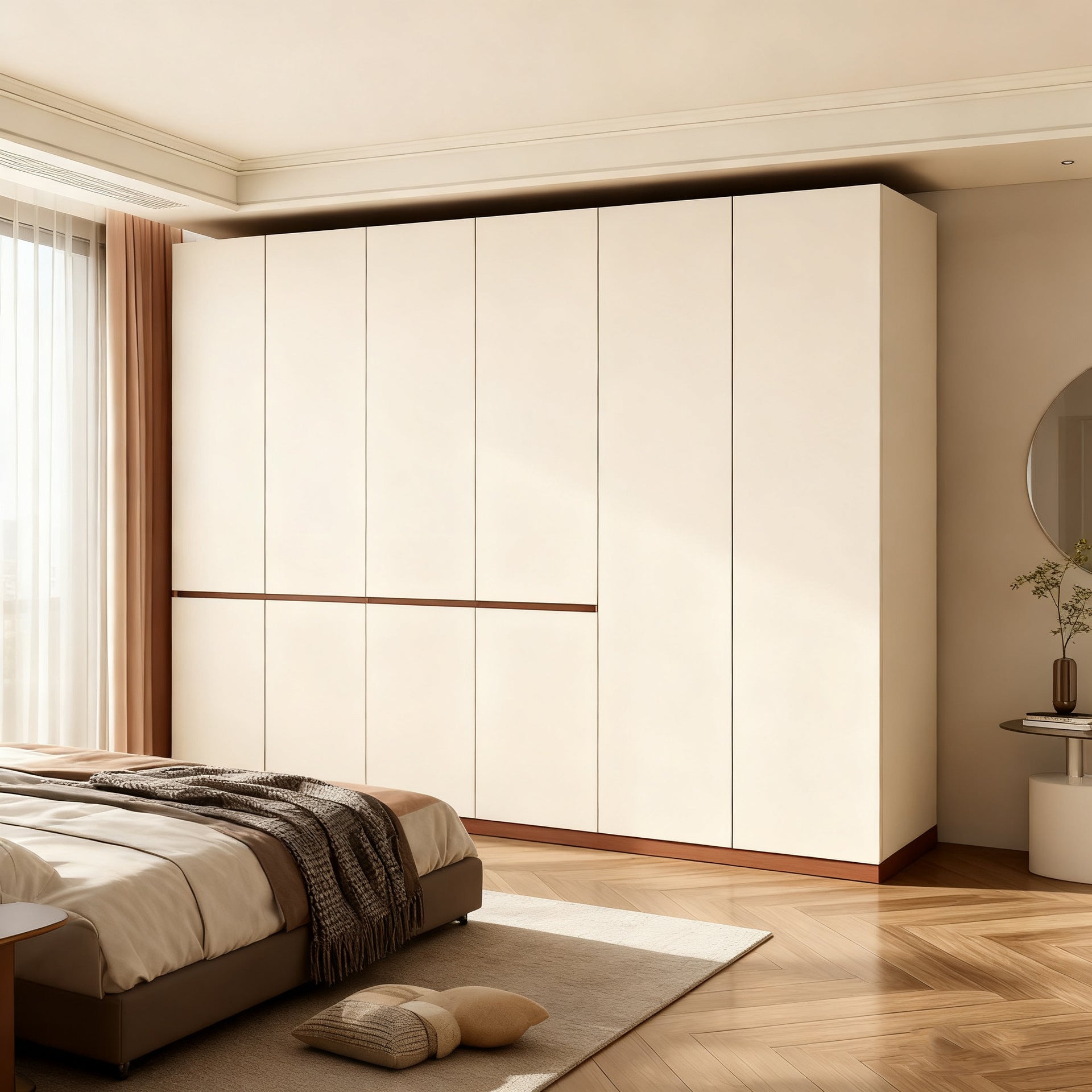 Custom Whole House Honeycomb Aluminum Alloy Wardrobe, Sectional Handle-Free, One Door to the Ceiling, Simple Home Bedroom Large Wardrobe