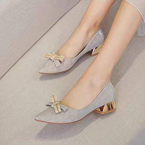 Elegant Chunky Heel Soft Sole Slip-On Fairy Gentle Shoes French Style Chunky Heel Pointed Toe Shallow Mouth Shoes Pair with Dress Versatile