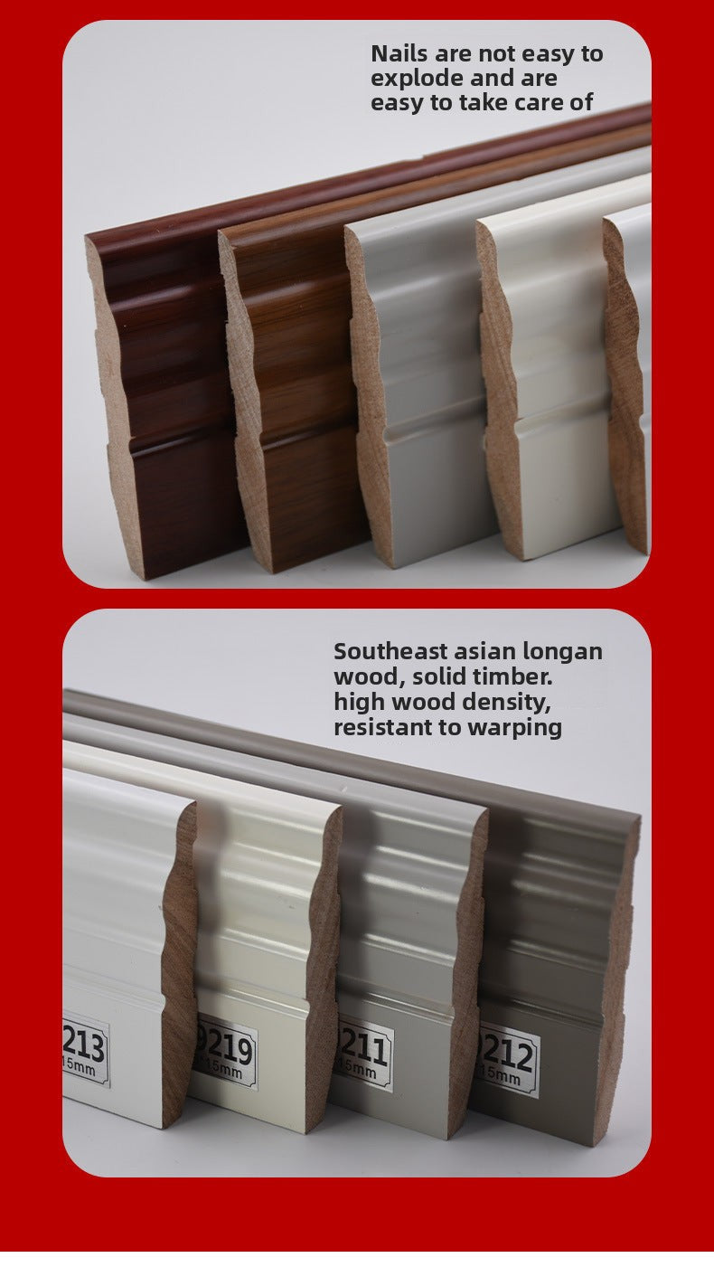 8Premium Solid Wood Skirting Board, Ultra-thin Corner Trim for the Whole House, Light Luxury Flat Baseboard