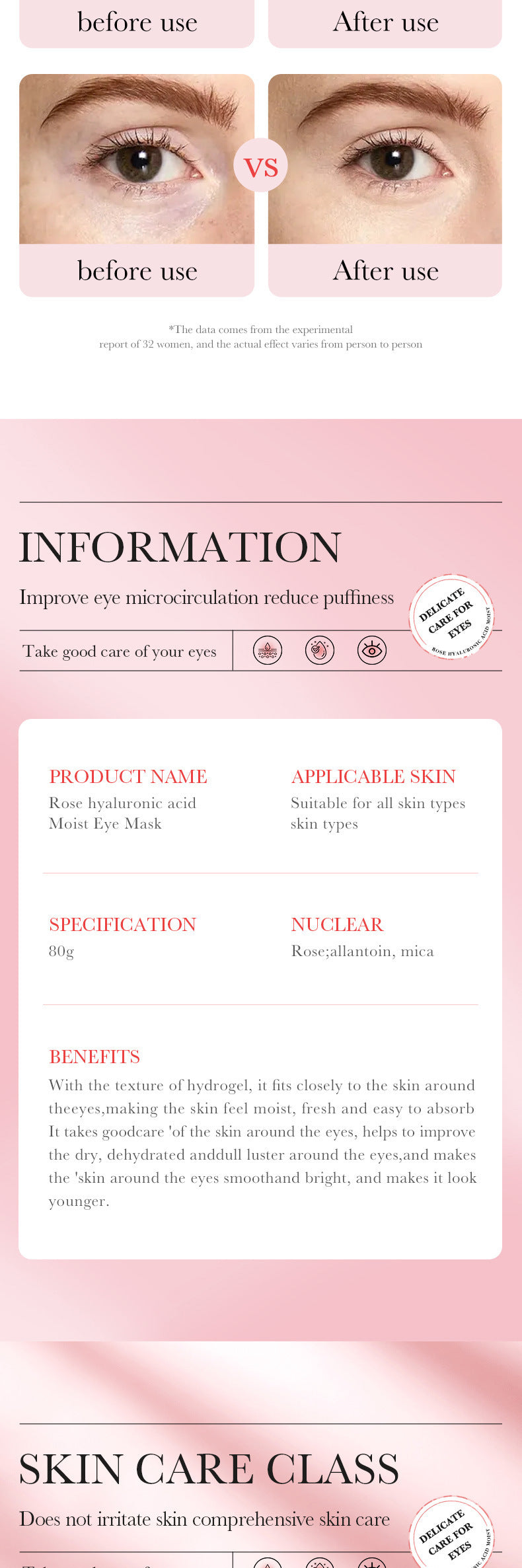 foreign trade BIOAOUA Rose Hyaluronic Acid Moisturizing Eye Mask Hydrating and Moisturizing Eye Mask Wholesale