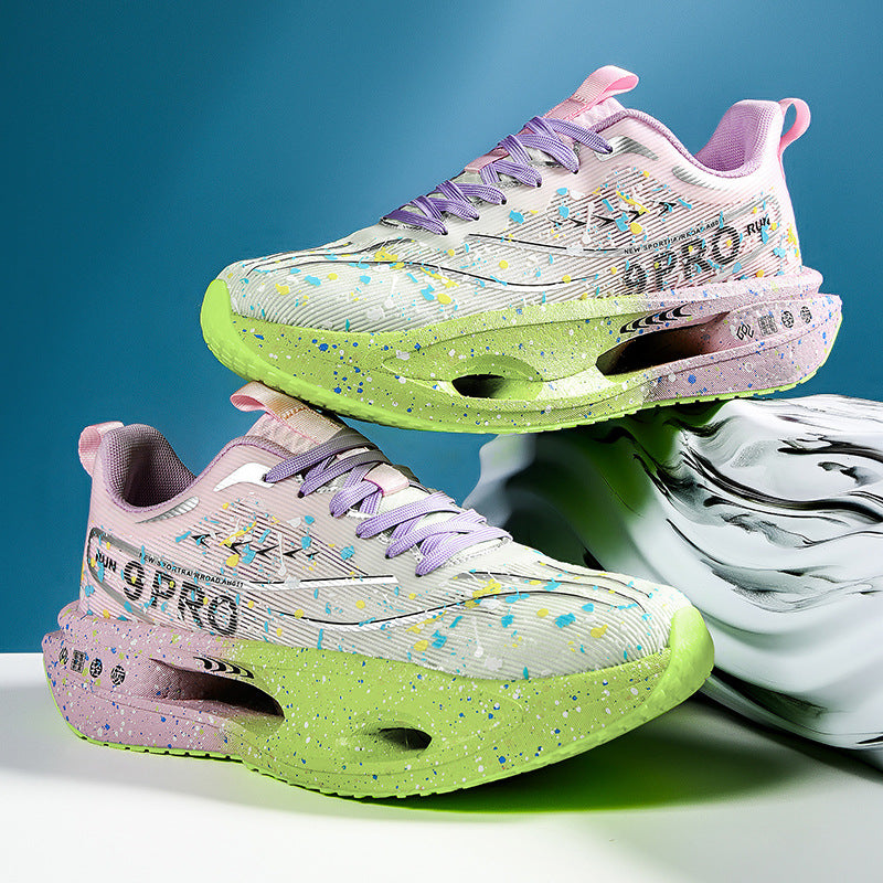 2025Autumn New Red Rabbit9Fluorescent Parent-Child Comfortable Sports Shoes High Elasticity Really Soft Sole Carbon Plate Wear-Resistant Running