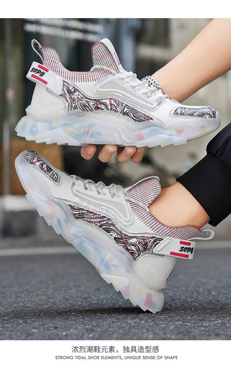 Men's Sports Shoes Autumn Non-Slip Wear-Resistant Running Shoes Versatile Youth Flyknit Breathable Mesh Shoes Retro Trendy Shoes