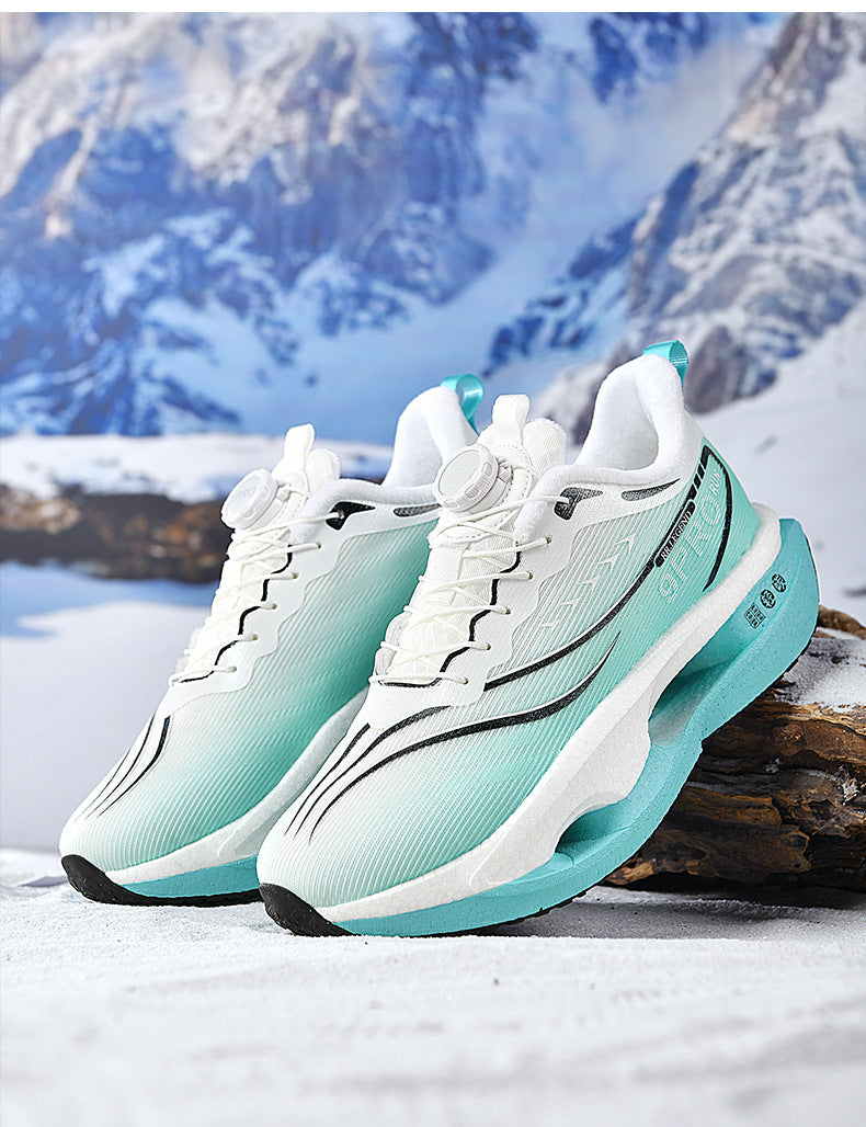 Red Rabbit9pro Winter New Thickened Fleece Warm Men and Women Sports Twist Button Real Carbon Plate Soft Sole Running Shoes