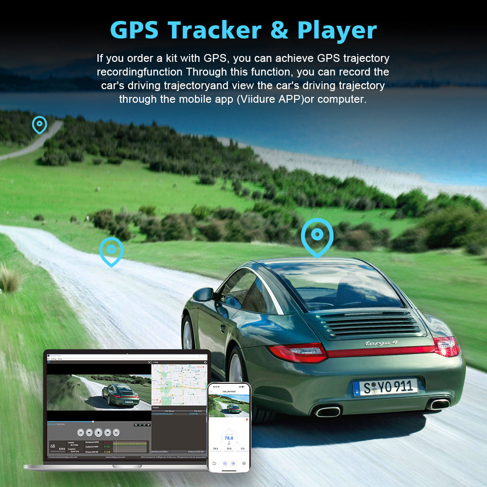 4K Hd V22Dual Lens Dash Cam GPS Mobile Phone APP Interconnection Dual Front and Rear Recording of Reversing Footage