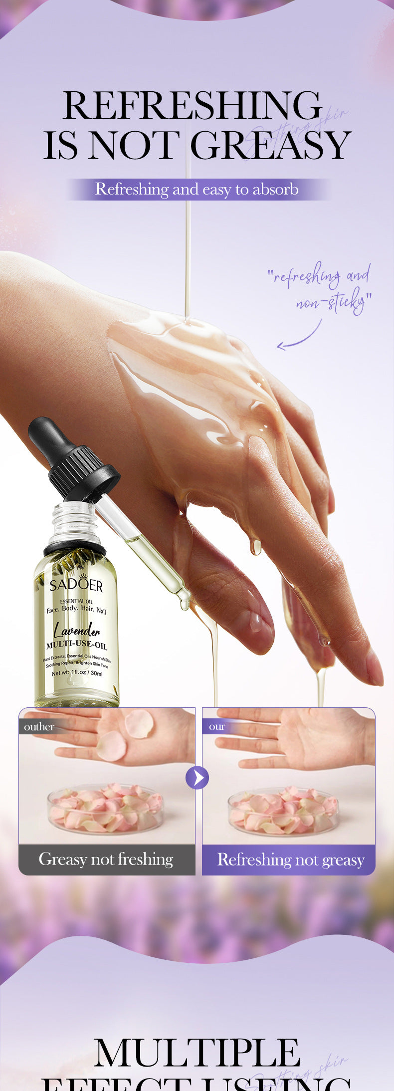 Cross-border Lavender Dried Flower Massage Oil30ml Moisturizing and rejuvenating skin body oil wholesale from foreign trade manufacturer