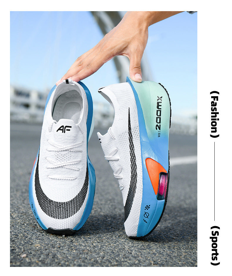 2025Autumn New High Elastic Double Mesh Breathable Sports Shoes Air Cushion Shock Absorption Full Palm Carbon Plate Couple Racing Running Shoes