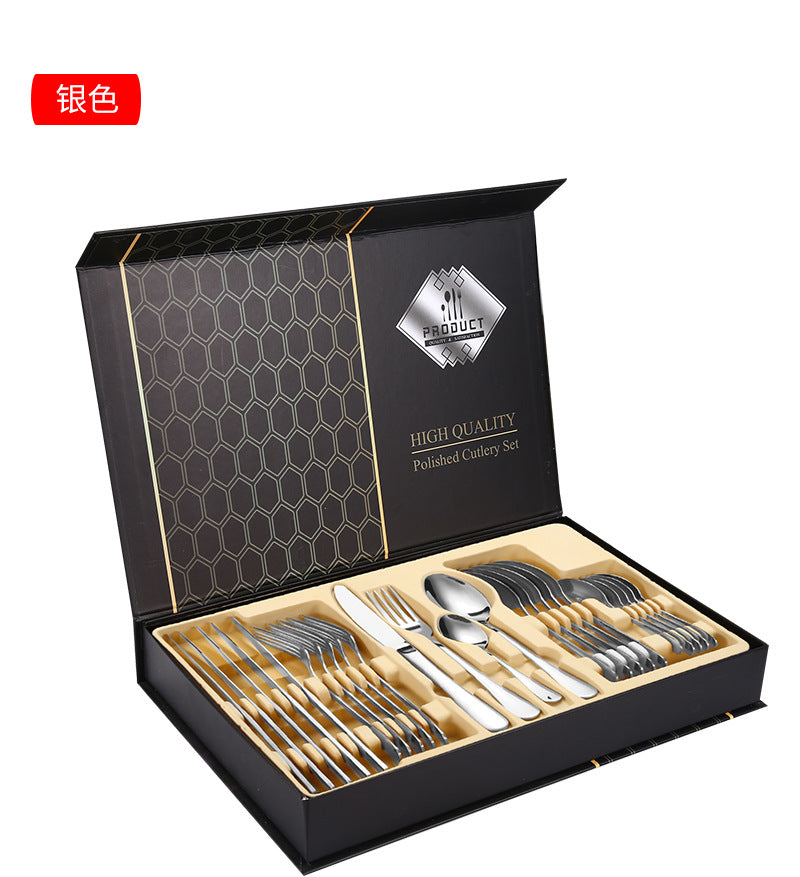 1010Stainless Steel Tableware Hotel Restaurant Knife Fork Spoon Set Western Steak Knife Fork24Set