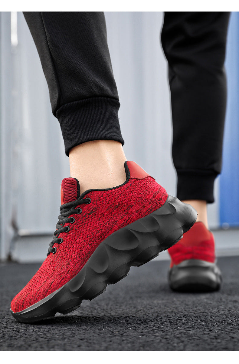 2025Autumn Large Size Men's Mesh Breathable Lightweight Height-Increasing Running Shoes Outdoor Hiking Casual Sports Shoes