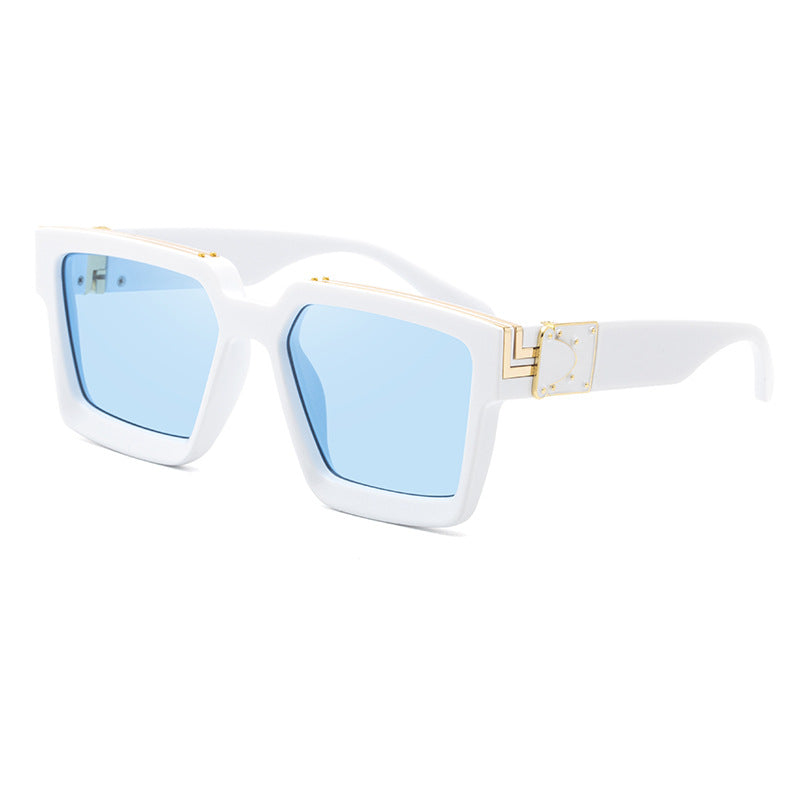 millionaire Large Square Frame Sunglasses for Women, Internet Celebrity Style, 0k Rich Driving Sun Protection Sunglasses for Men86229