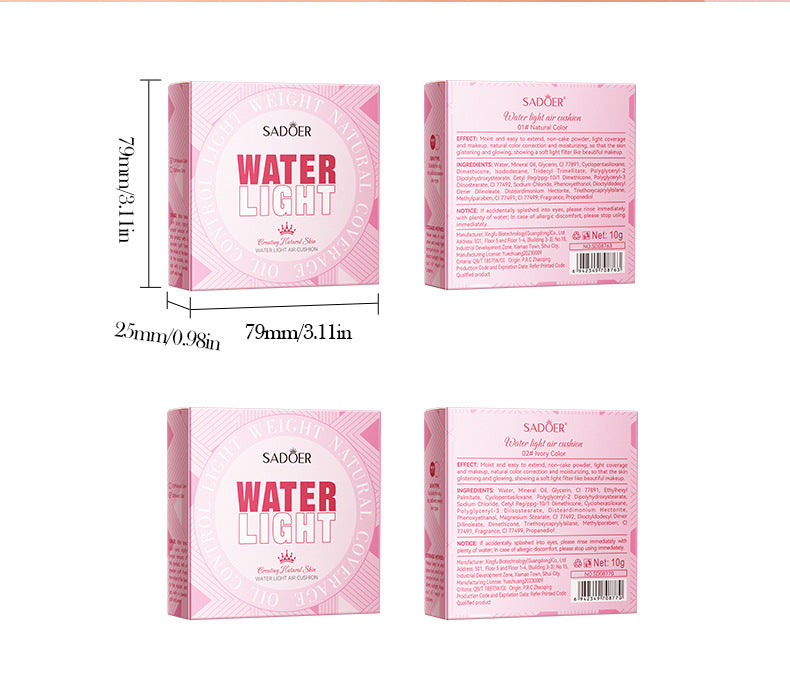 Makeup SADOER Hydrating Cushion Concealer Contouring Brightening Skin Tone BB Wholesale Cross-Border Foreign Trade Frost