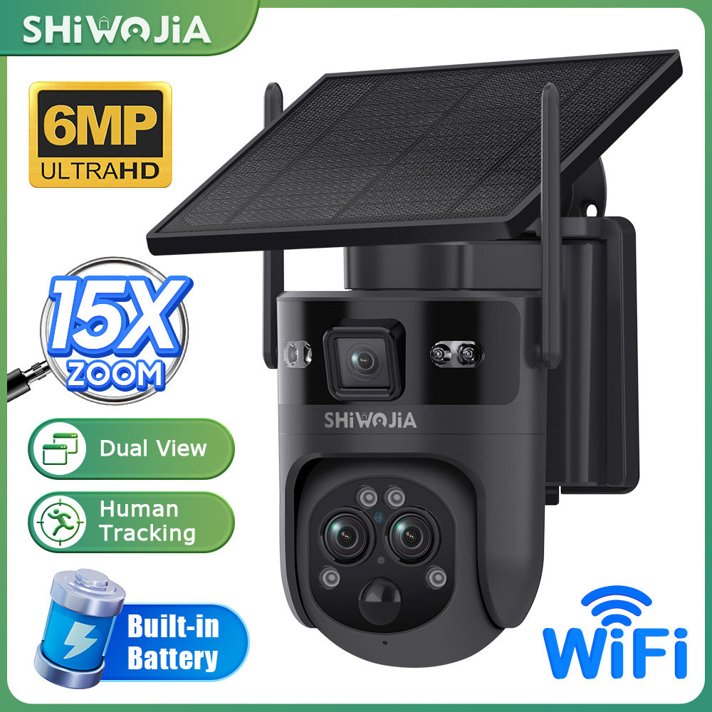Exclusive Supply3Lens Hybrid Zoom15Double Waterproof Solar Camera6MP High Definition Wireless Multi-Zone