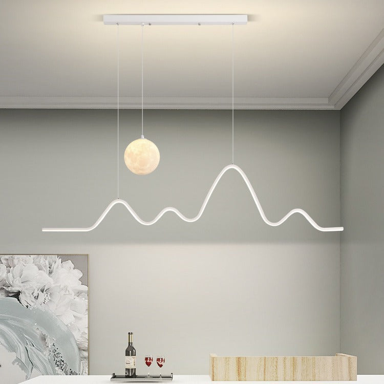 Restaurant Chandelier Light Luxury Dining Room Dining Table Bar Modern Minimalist Moon Lamp Minimalist Long Strip Guangdong Zhongshan Factory