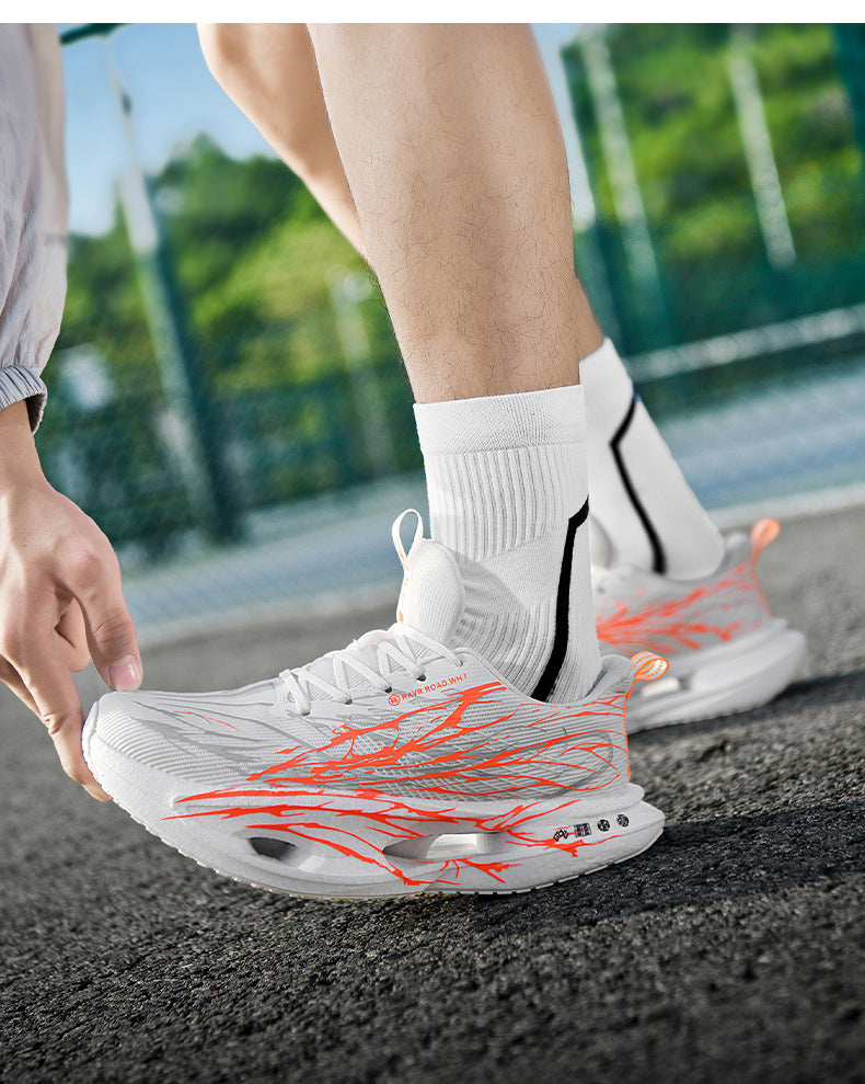 Autumn Winter New Double Mesh Thickened Parent-Child Fluorescent Fashion Casual Sports Shoes Really Soft Bottom Carbon Plate Lightweight Running Shoes