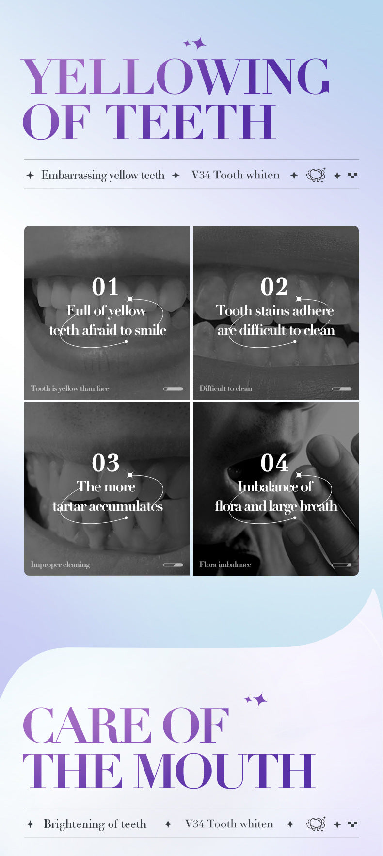 V34Whitening Teeth Strips SADOER Deep Cleaning Teeth Clean Toothpaste Cross-Border Foreign Trade Wholesale