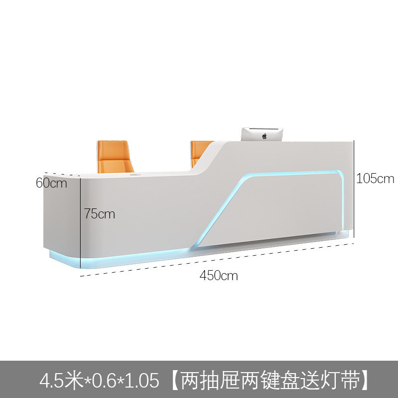 Company Front Desk Reception Desk In Stock Simple Modern White Lacquer Office Desk Bar Counter Beauty Salon Counter Cashier Desk