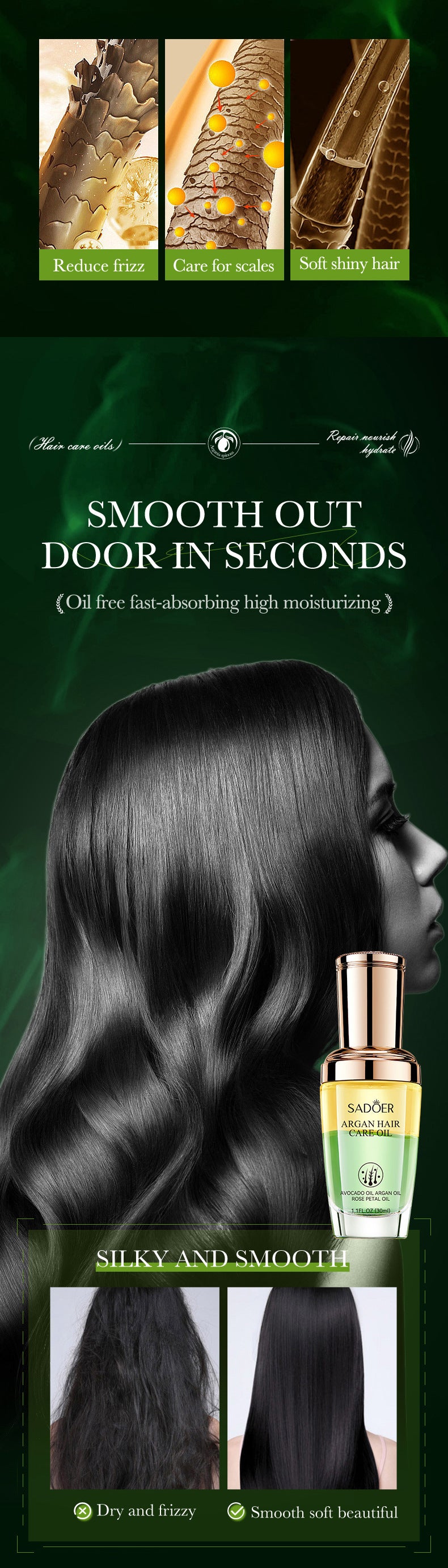 Full English Hair Care Essential Oil30ml SADOER Smooth and Nourishing Hair Care Essential Oil  Wholesale