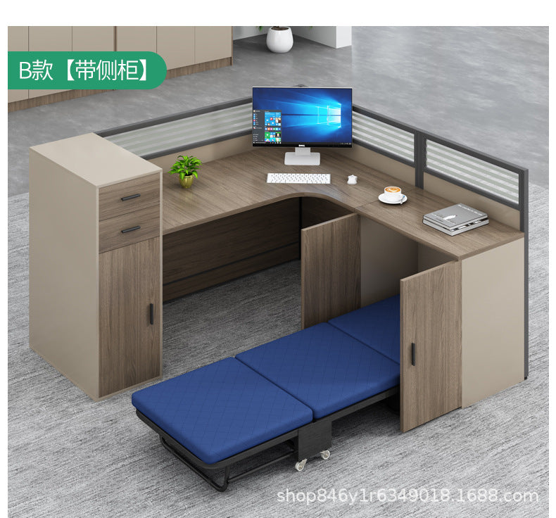 Office Desk Simple Modern Staff Desk with Rest Bed Employee Desk Furniture Partition Screen Cubicle