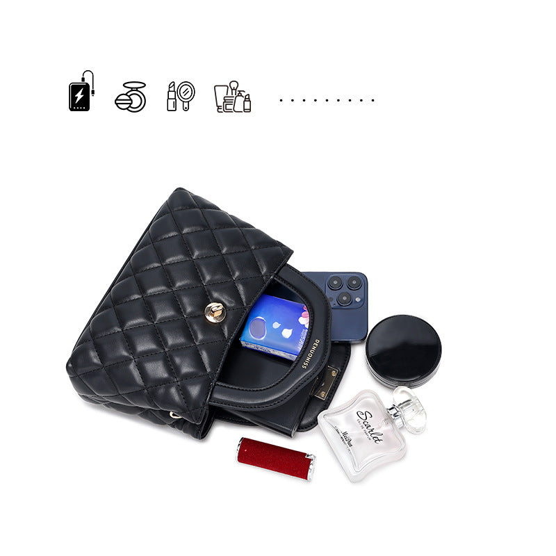 2024New Special-Interest Design Women's Handbag PU Chain Commuter Shoulder Bag Exquisite Exquisite Women's Bag