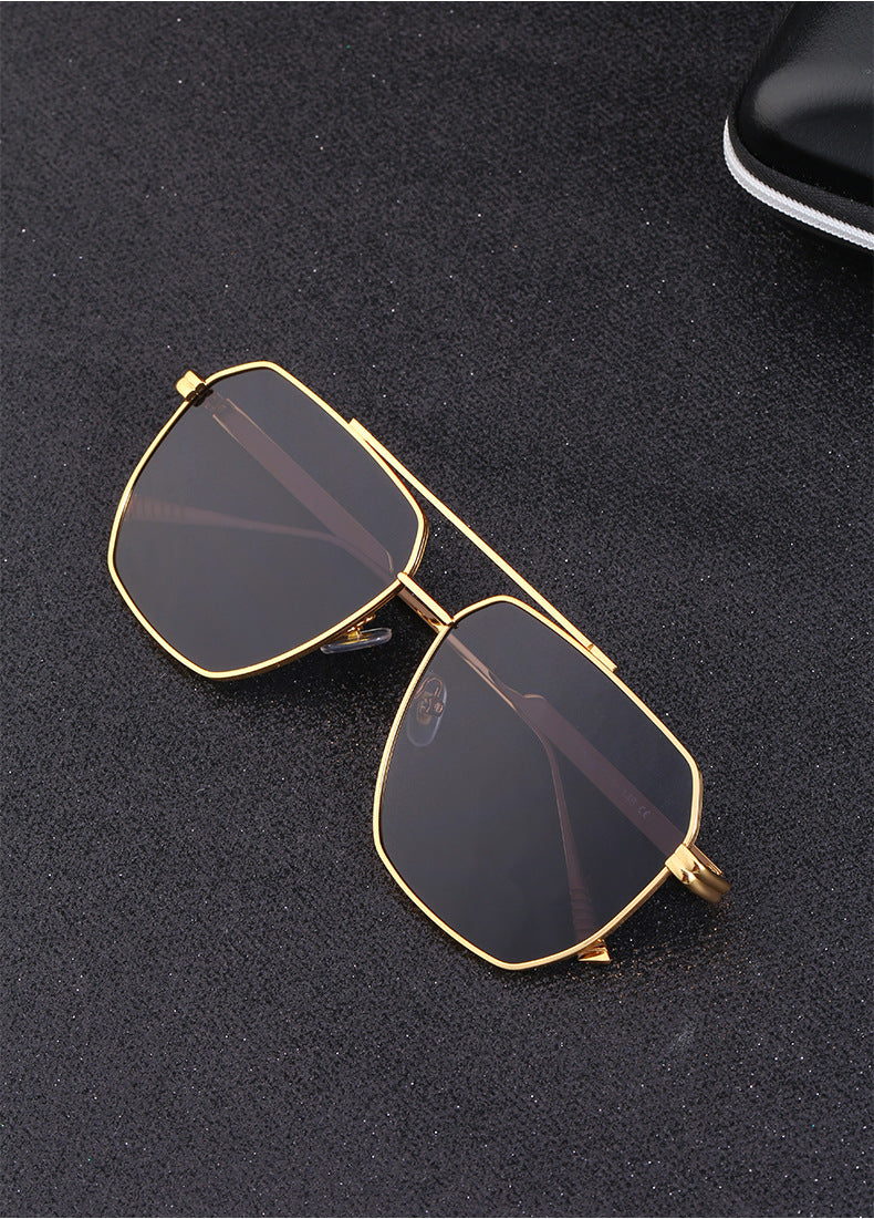 Men's Retro Double Bridge Sunglasses shades Europe and America ins Large Frame Sunglasses for Men Trendy Outdoor Cycling Glasses Wholesale