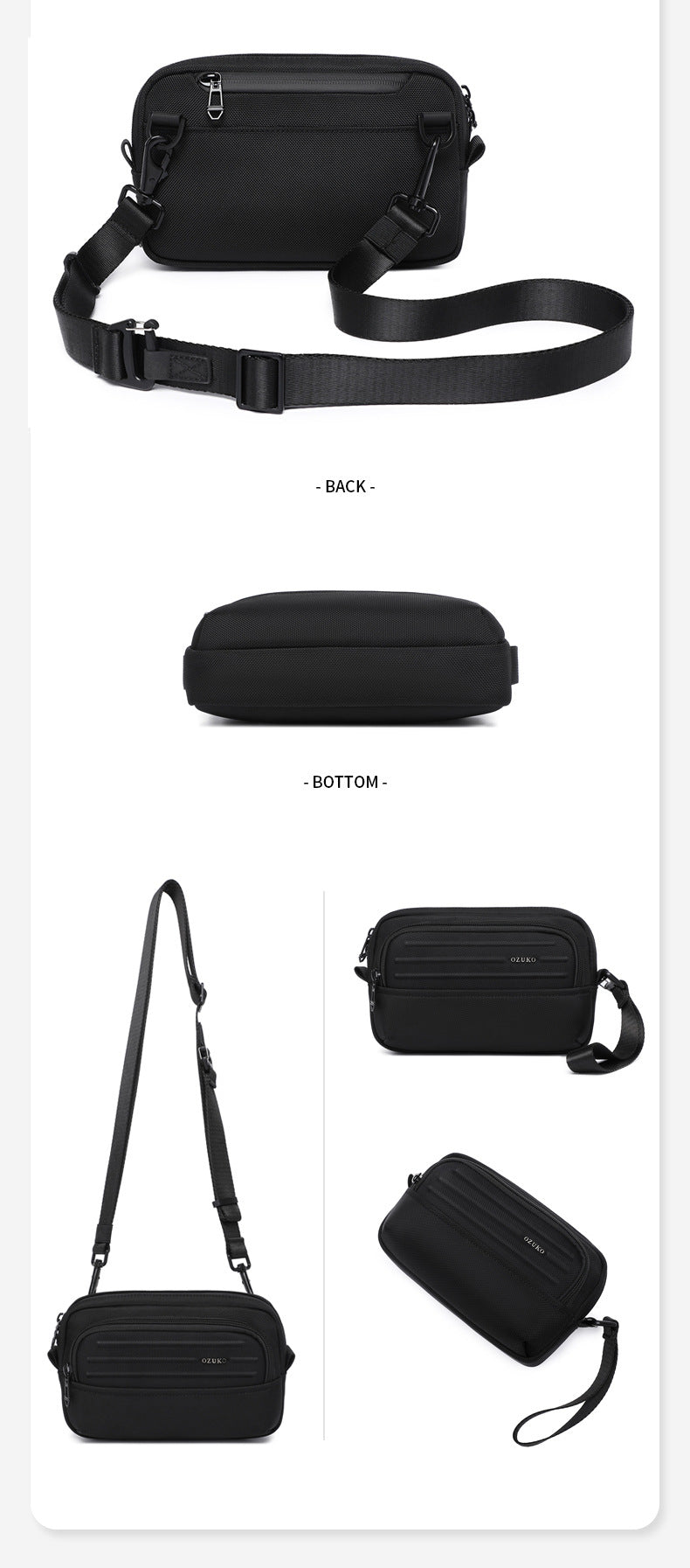 ozuko Men's Clutch Bag Multi-Functional Portable Small Crossbody Bag Travel Commute Lightweight Trendy Brand Storage Men's Bag