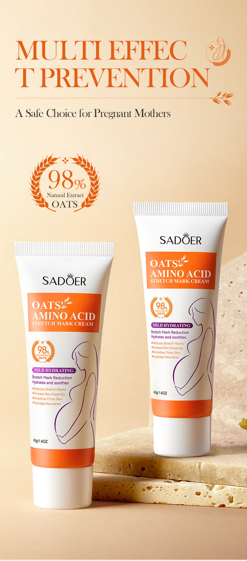 Full English Oatmeal Moisturizing Cream40g  SADOER Mild and non-irritating skin care body lotion for  wholesale