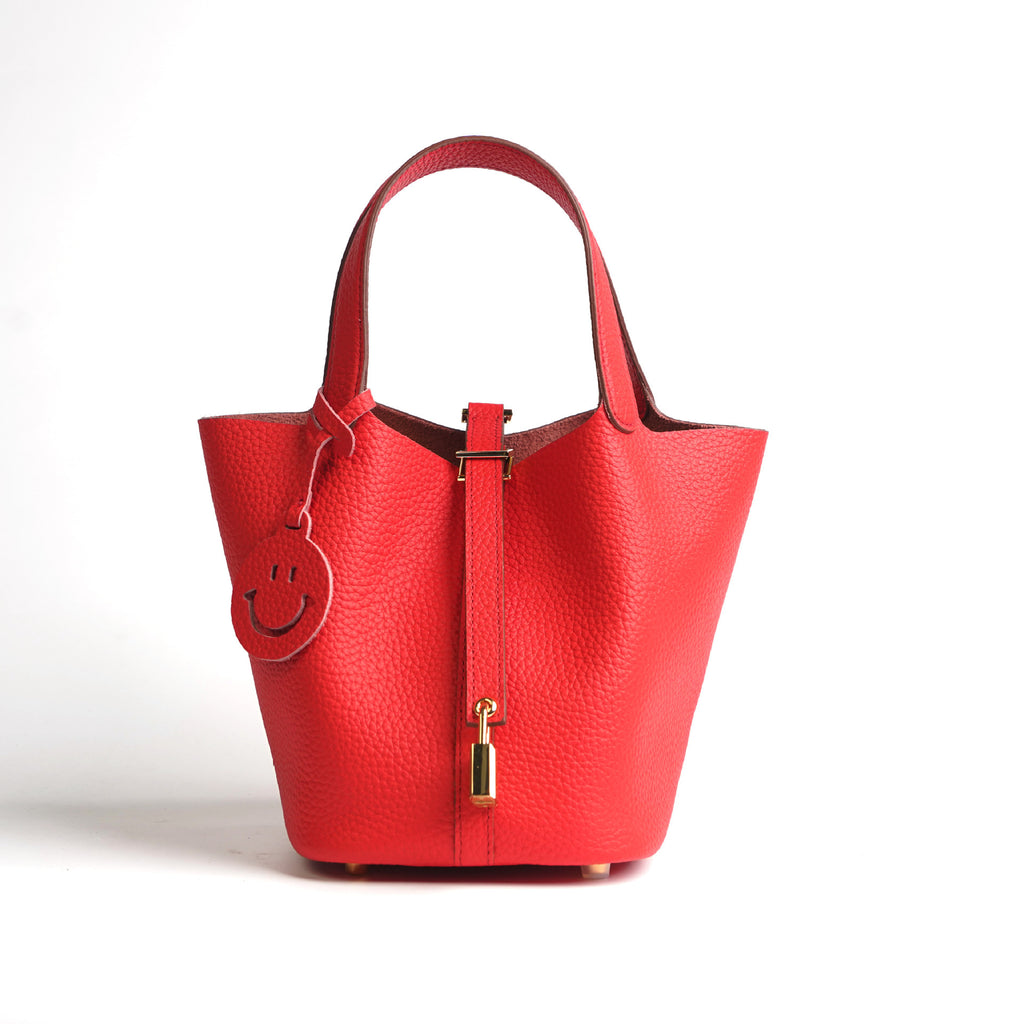 European and American New Hot-Selling Simple Women's Top Layer Cowhide Large Capacity Versatile Bucket Bag Handbag