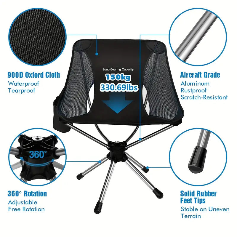 Jituo New Model360Degree Rotating Moon Chair Lightweight Aluminum Alloy Outdoor Camping Folding Beach Chair Portable