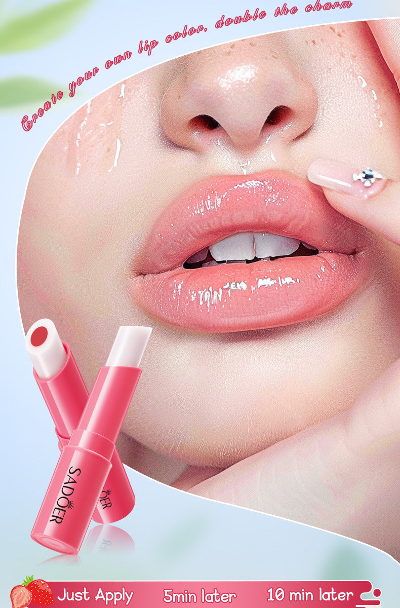 Full English Fruit Filled Temperature Changing Lip Balm SADOER Hydrating Moisturizing Temperature Changing Lip Balm for Foreign Trade