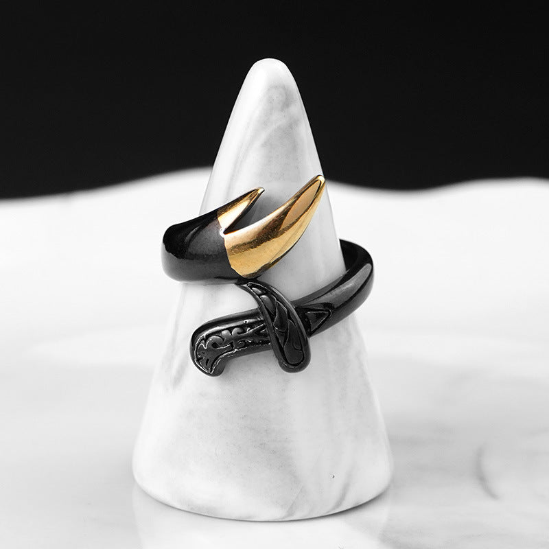 New Style Personality Stainless Steel Open Ring Bracelet Set Dark Cool Black gold Titanium Steel Jewelry Accessories