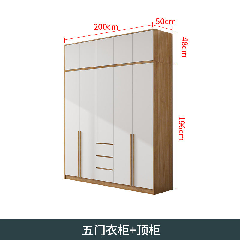 Natural Wood Color Cream Style Wardrobe with Flat Doors for Bedroom, Comes with Small Dressing Table, Freely Combinable Storage Cabinet
