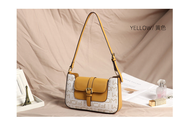 2024New Fashion Women's Bag Trendy Cowhide Letter Underarm Bag Niche Women's Shoulder Handbag