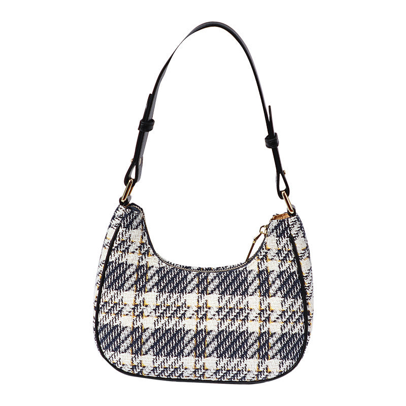 Unique Designer Trendy Women's Bag2024Summer New Fashion Versatile Plaid Crescent Underarm Handbag