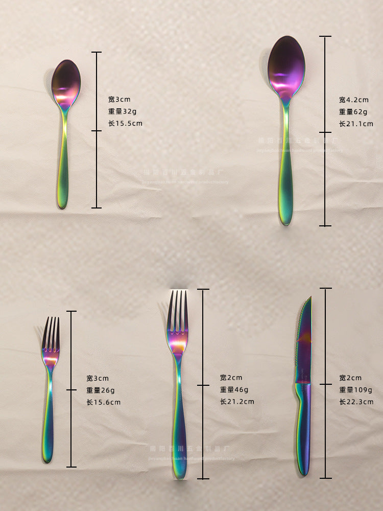 304Stainless Steel Knife Fork Spoon Set Western Tableware Hotel Heavy Sanding Wholesale Steak Knife Tea Spoon Classic Style