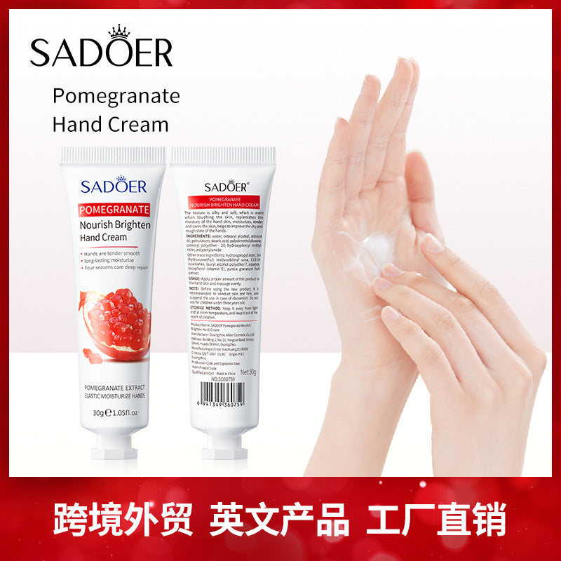 Red Pomegranate Hand Cream30g SADOER Moisturizing, moisturizing and refreshing hand cream cross-border foreign trade wholesale