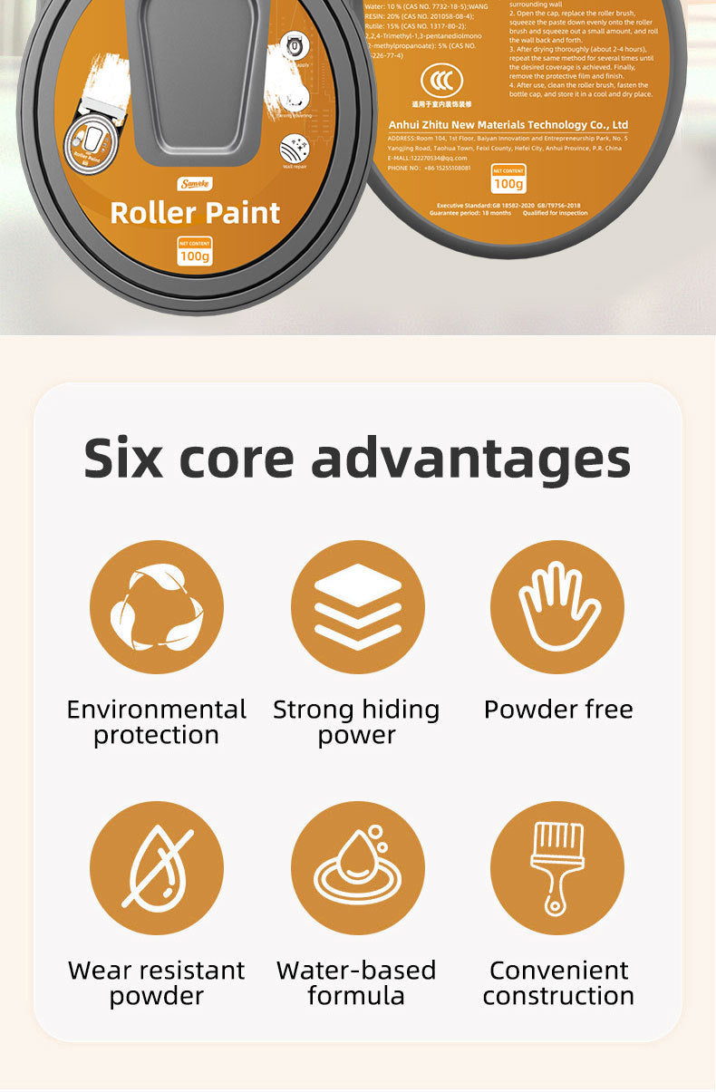 Small Roller Water-Based Latex Paint Wall Renovation Stain Removal Small Roller Brush White Latex Paint Graffiti Cover