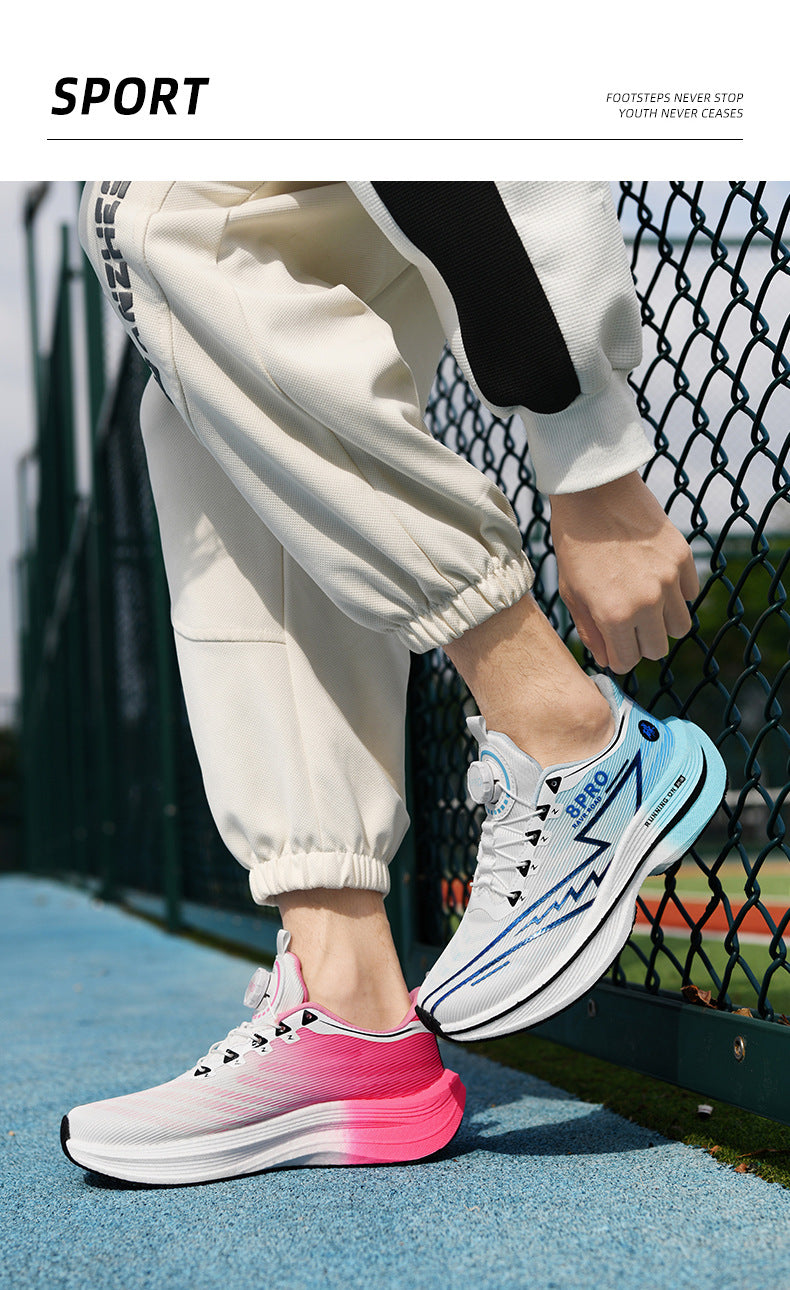 Red Rabbit8pro Full Palm Carbon Plate Racing Shock Absorption Running Shoes for Men and Women Couples Rotating Buckle Youth Student Sports Shoes