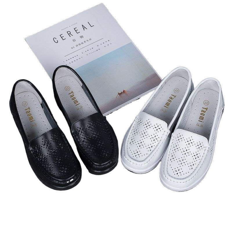 Platform Shoes for Women Thick Sole Nurse Shoes Wedge Mom Shoes High Heel White Soft Sole Work Shoes Travel Single Shoes Rocking Shoes