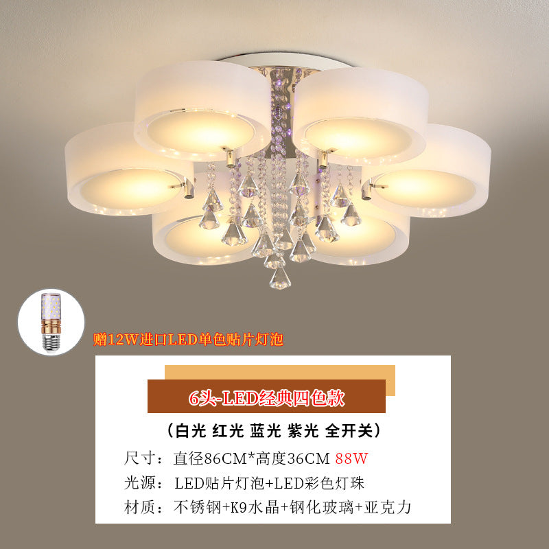 Living Room Lamp Crystal Lamp LED Ceiling Lamp Round Bedroom Lamp Simple Modern Elegant Home Dining Room Balcony Lighting