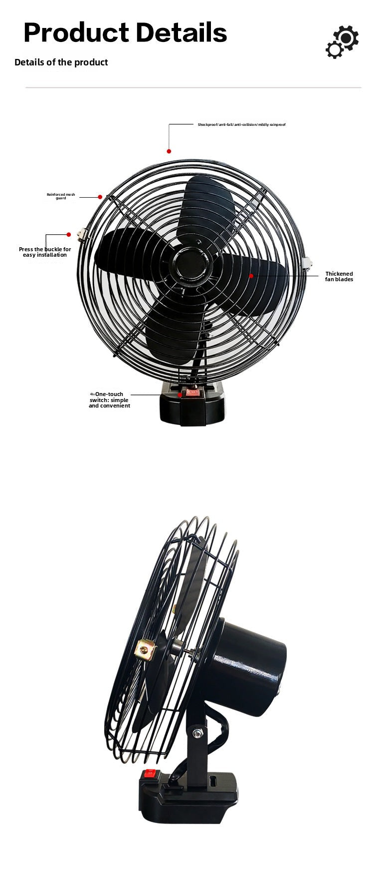 21V Cordless Rechargeable Electric Fan Outdoor Lithium Electric Fan Portable Makita Interface Camping Artifact
